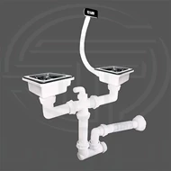 سیفون فانتزی مربعی دو لگنه با سرریز سینی دوریکا